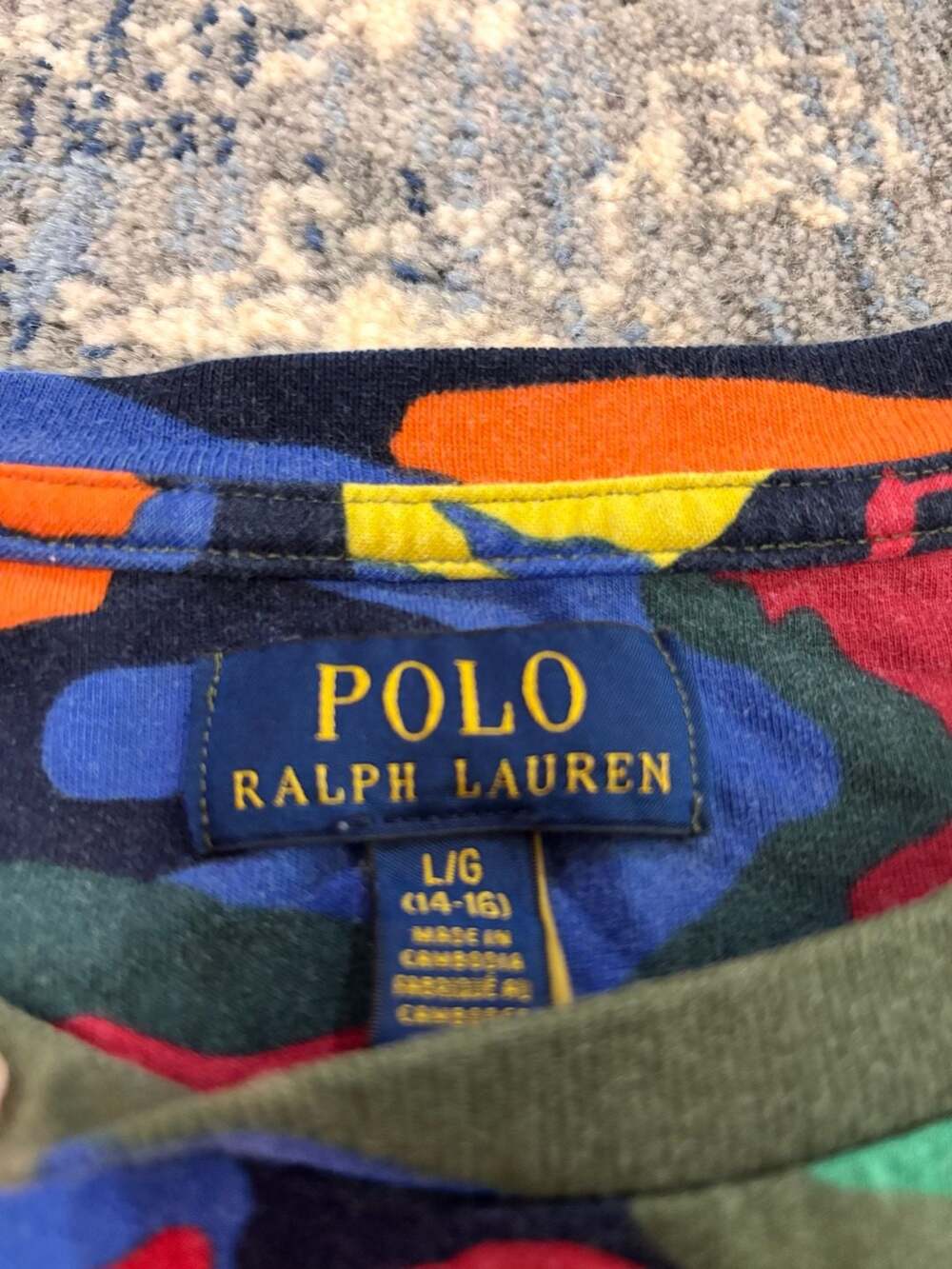 Polo Ralph Lauren Camo Tee Size L 14-16 - Picture 3 of 3
